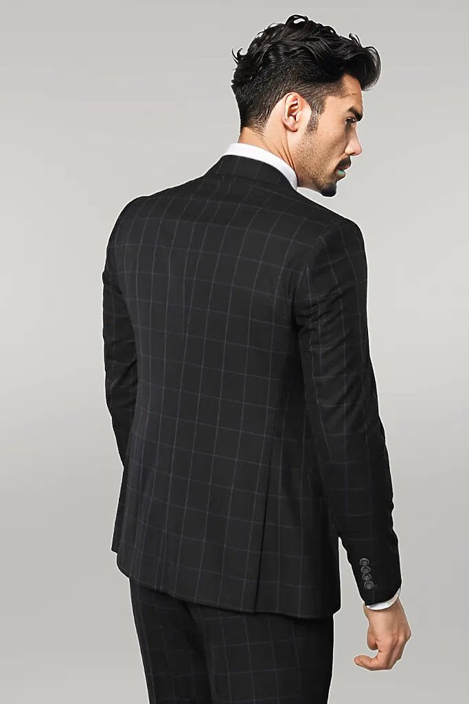 KOALA SYDNEY Black Checked 3 Piece Linen Suit |