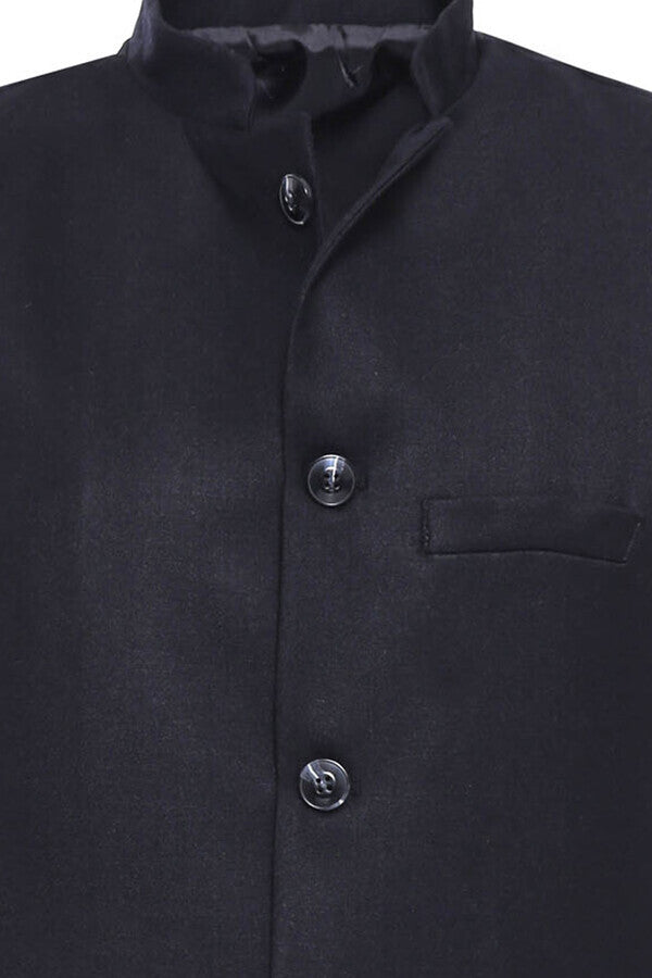 Mandarin Collar Cachet Black Men Vest
