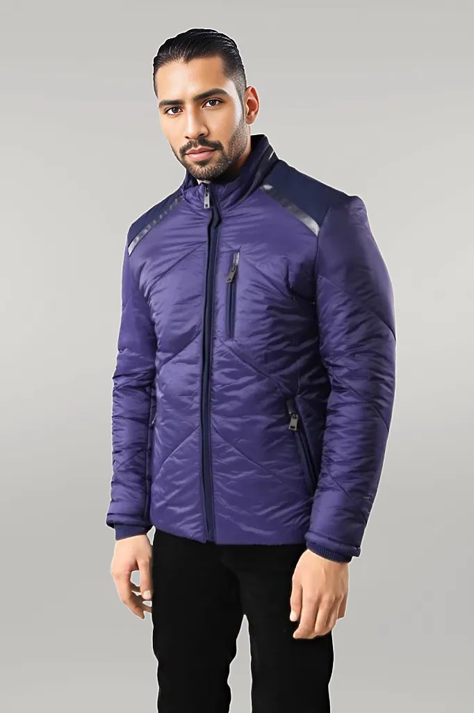 Blue Quilted Down Coat