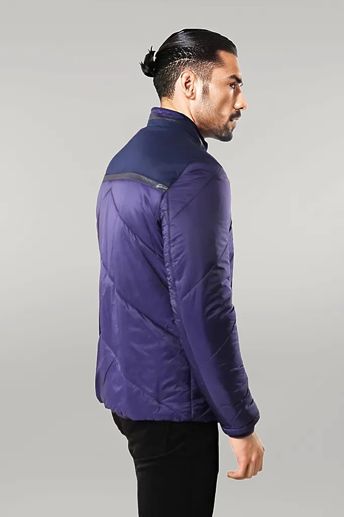 Blue Quilted Down Coat