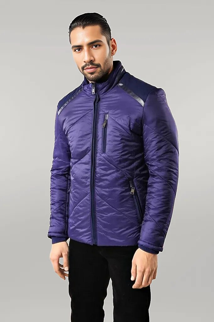 Blue Quilted Down Coat