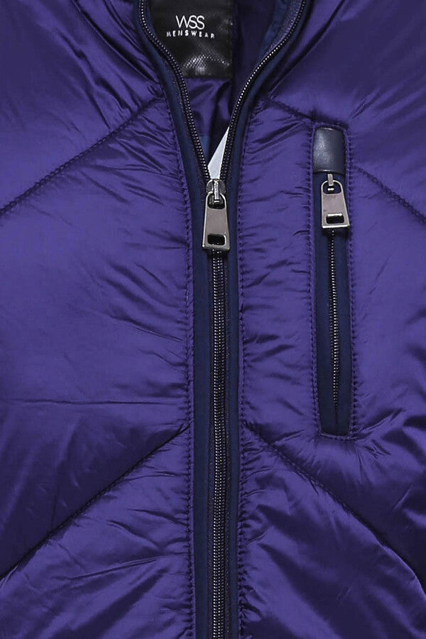 Blue Quilted Down Coat