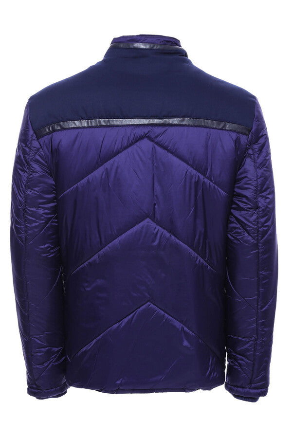 Blue Quilted Down Coat