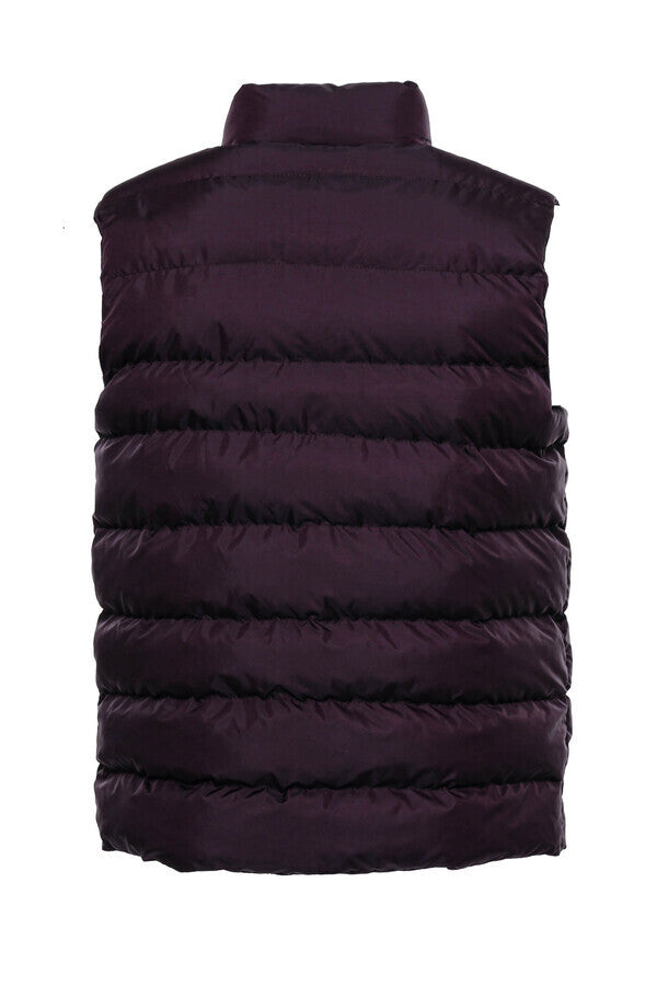Quilted Zippered Burgundy Men Down Vest