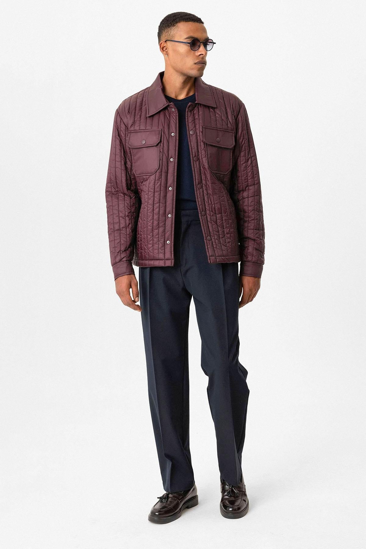 Burgundy Lightweight Quilted Men's Jacket