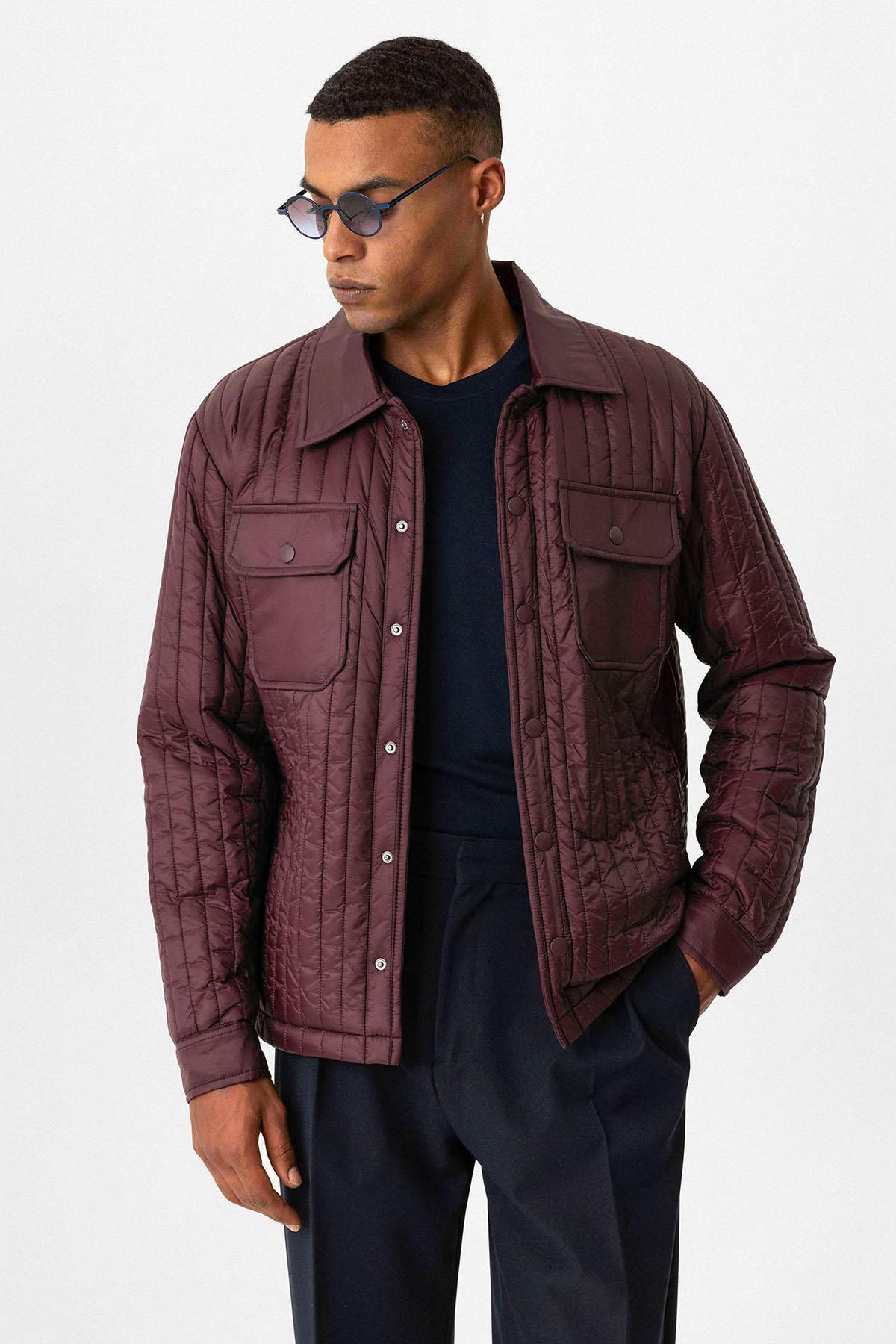 Burgundy Lightweight Quilted Men's Jacket