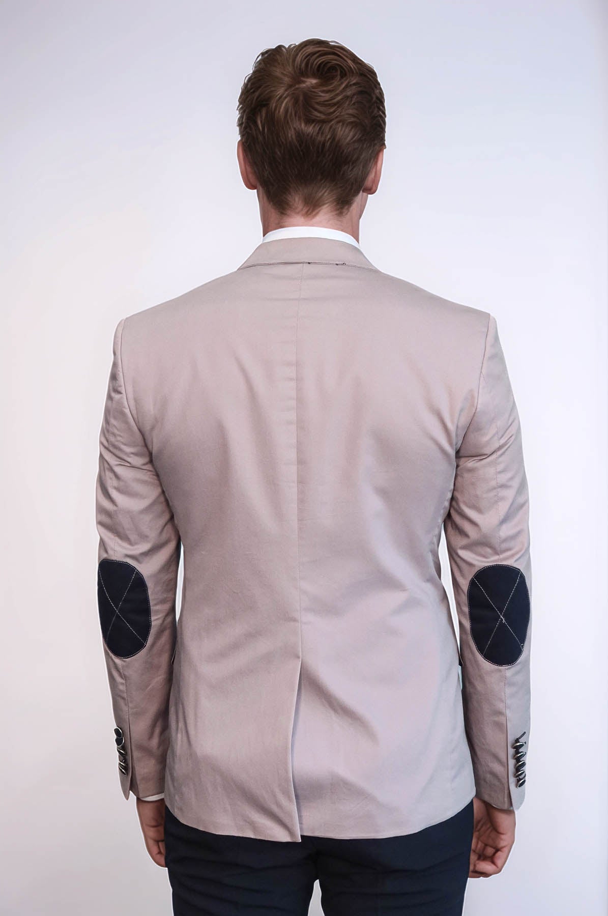 2 Buttons 3 Pockets Crested Cotton Light Pink Jacket