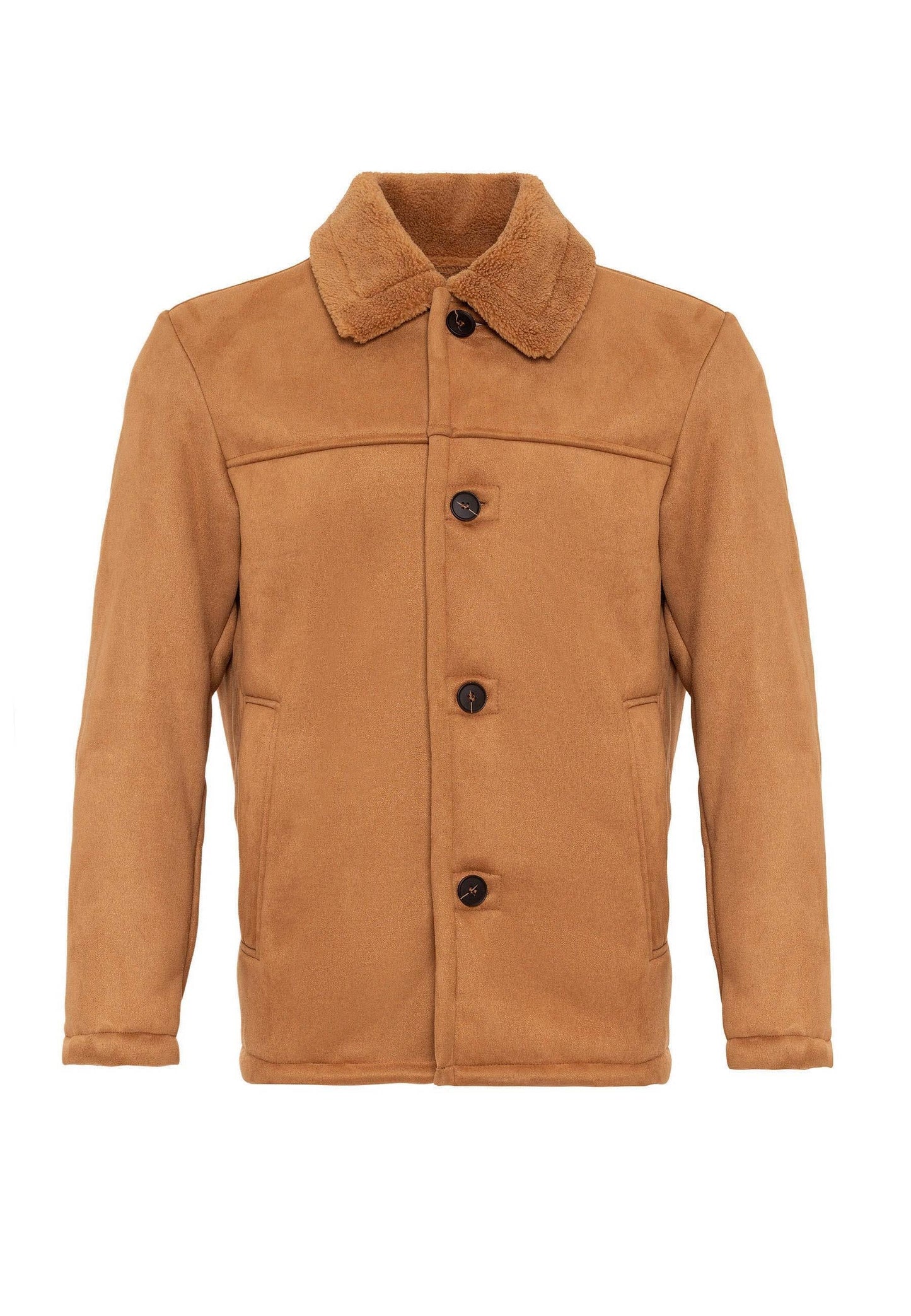 Camel Suede Jacket with Lining Detail