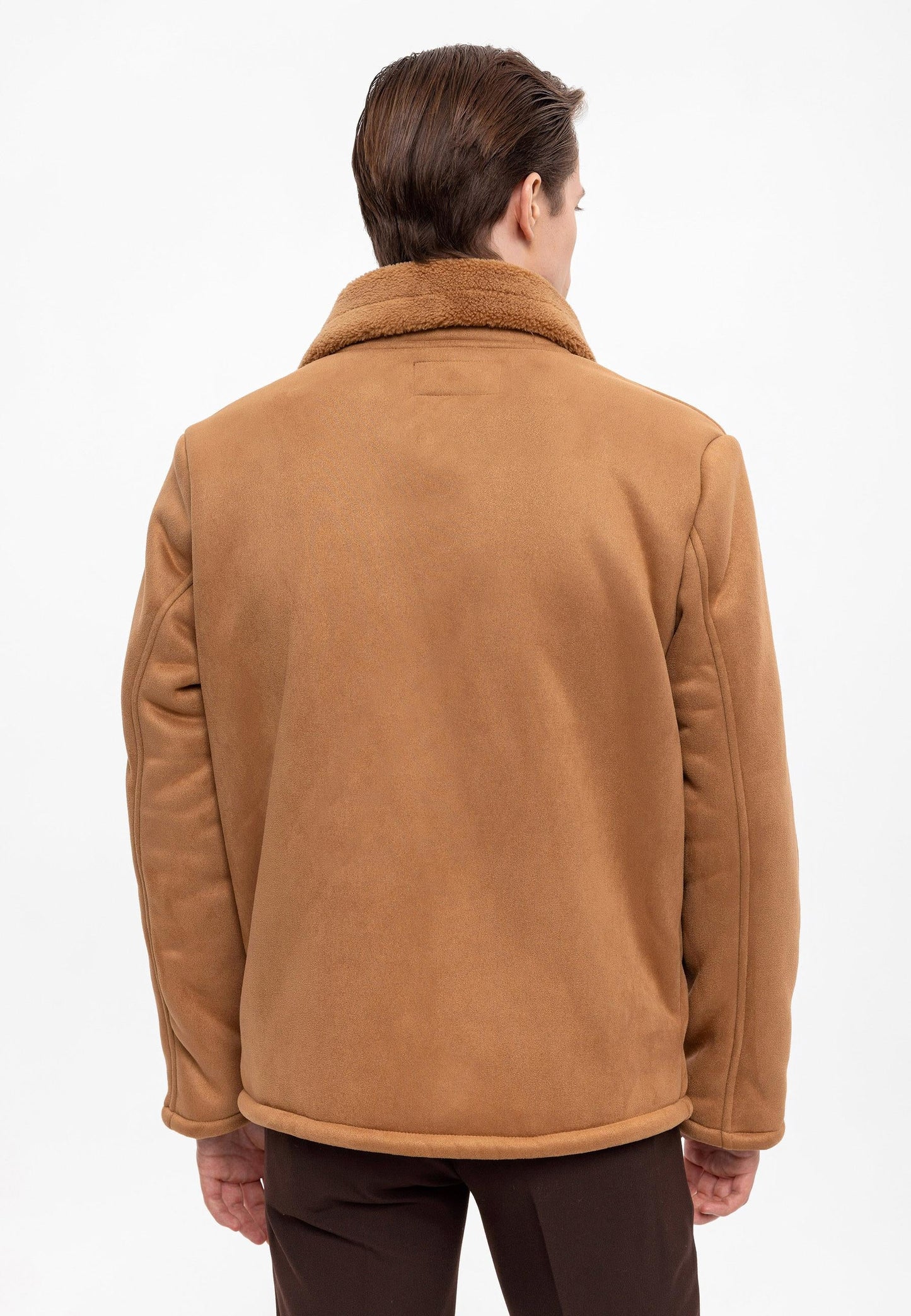 Camel Suede Jacket with Lining Detail