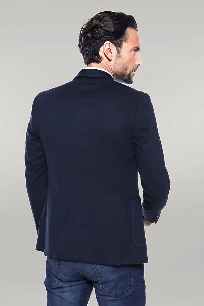 KOALA SYDNEY Cachet Plaid Patterned Navy Blue Blazer