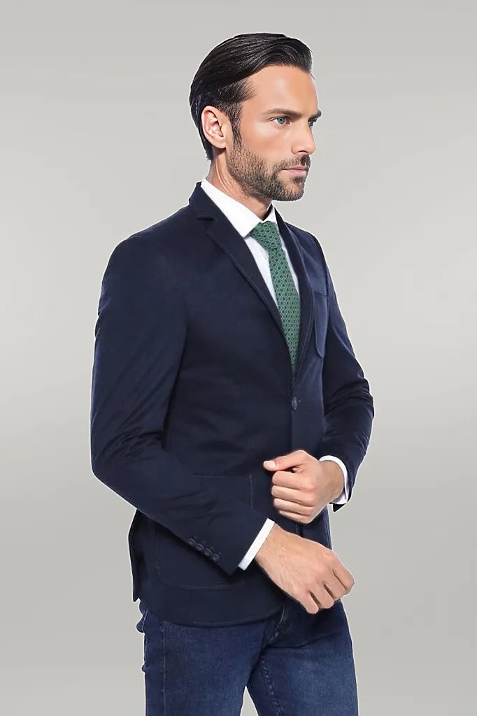 KOALA SYDNEY Cachet Plaid Patterned Navy Blue Blazer