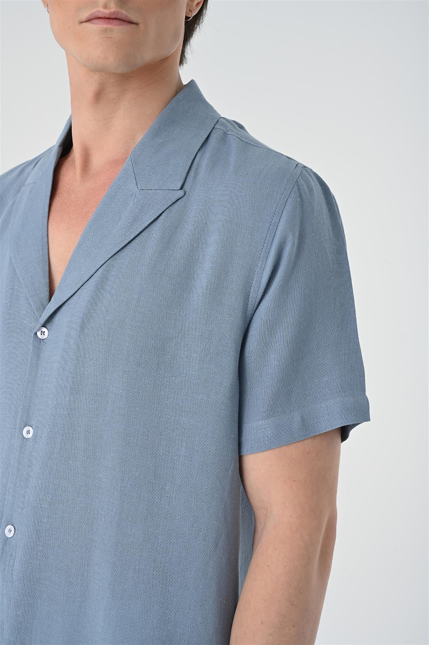 Jacket Collar Men's Light Blue Shirt
