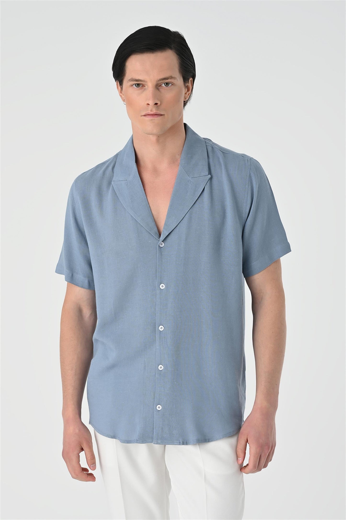 Jacket Collar Men's Light Blue Shirt