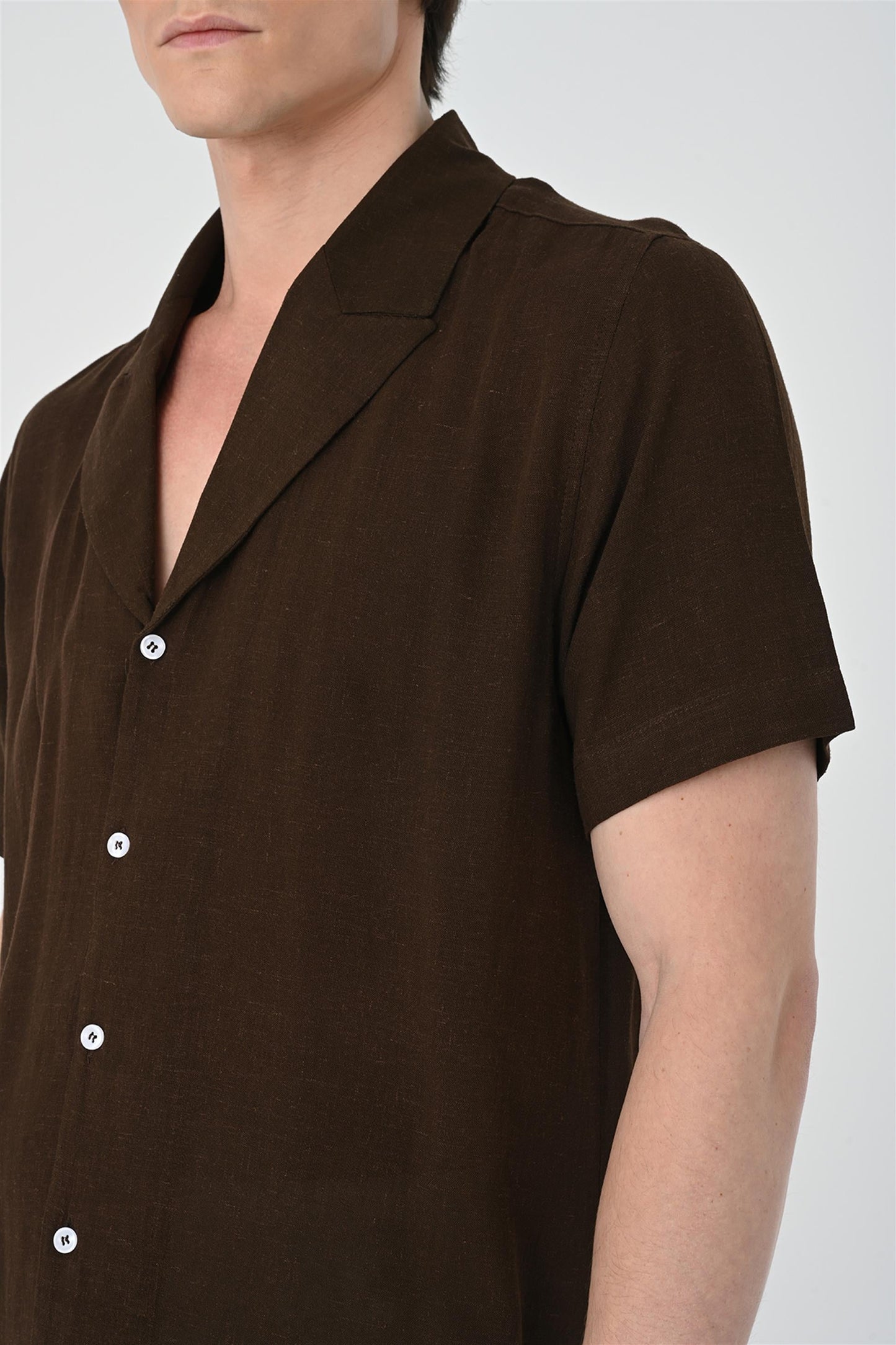 Jacket Collar Men's Dark Brown Shirt