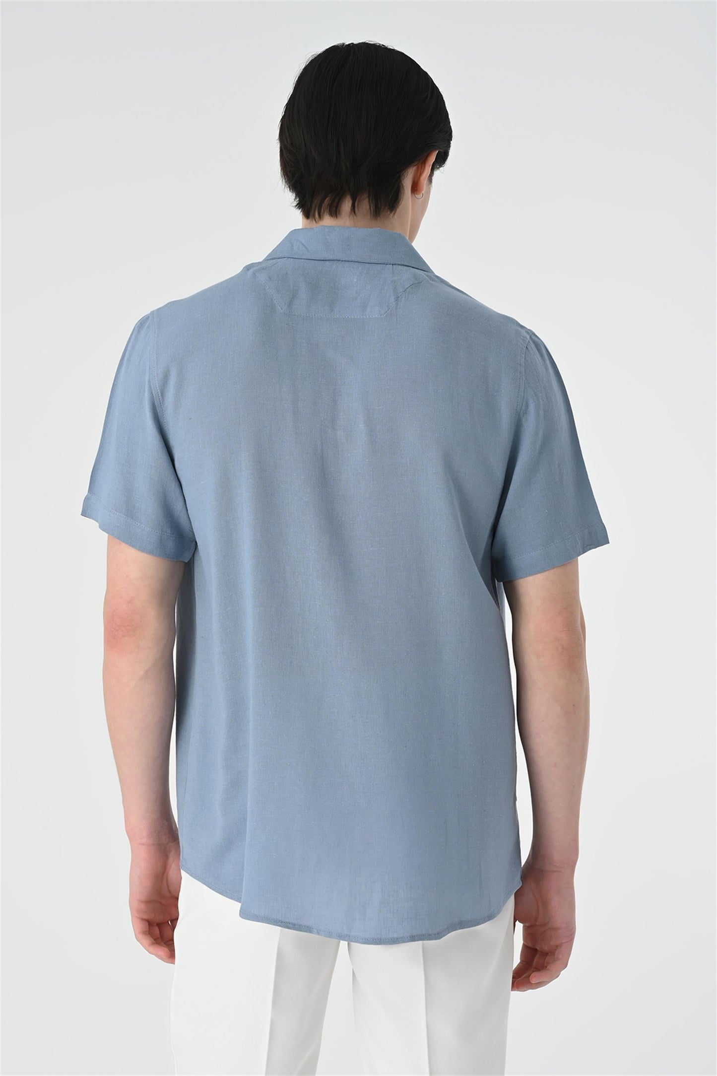 Jacket Collar Men's Light Blue Shirt