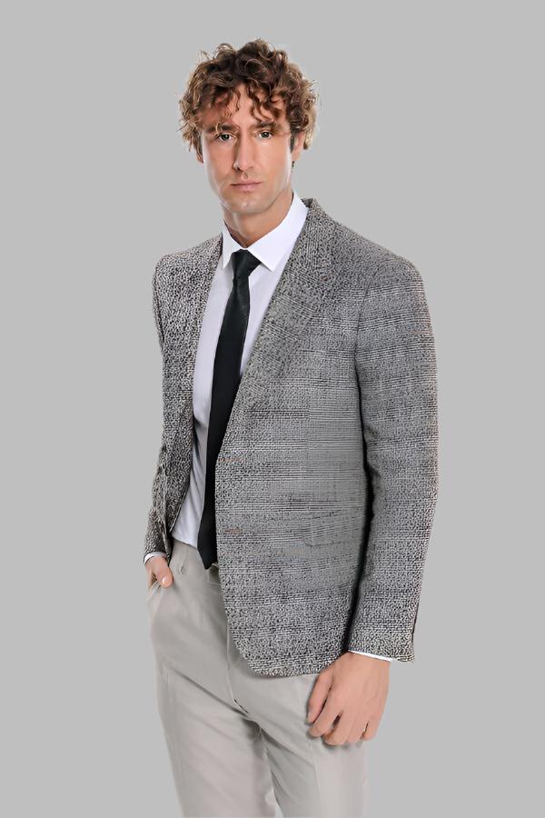 Checked Black Men Blazer