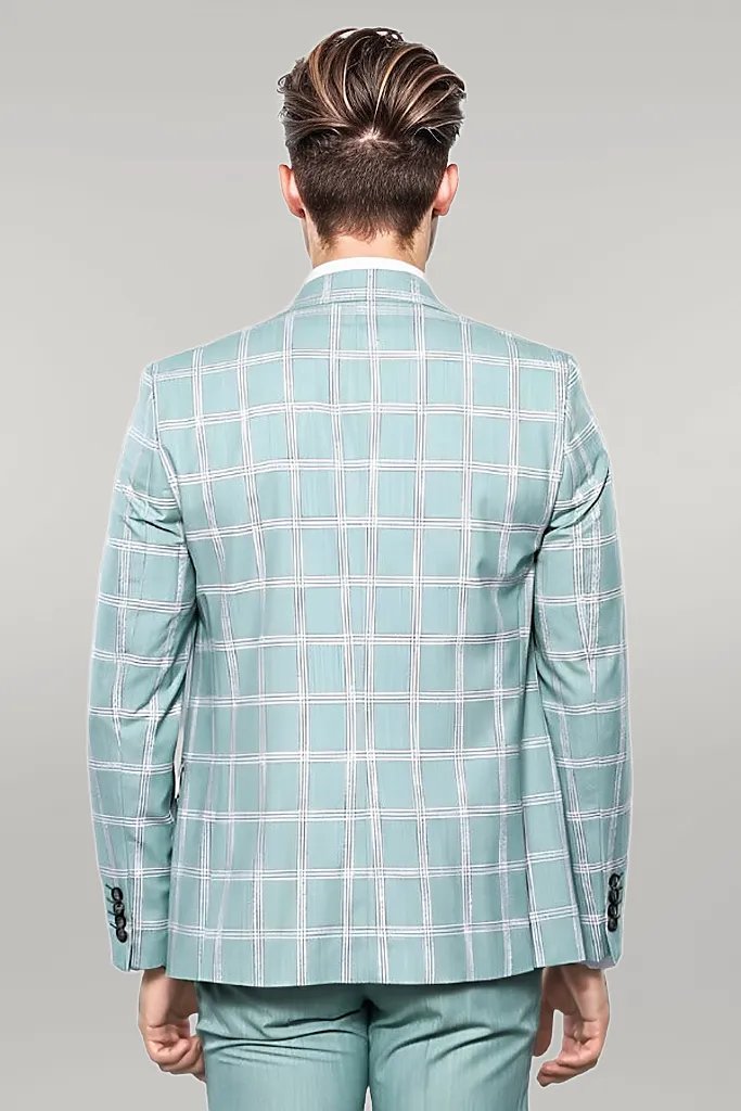 KOALA SYDNEY Checked Light Green Vested Suit |
