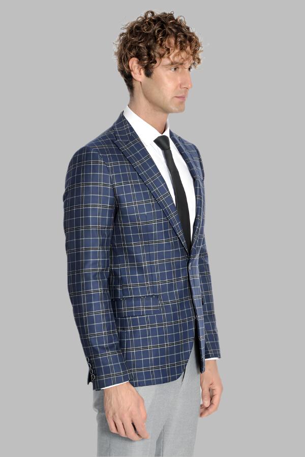 KOALA SYDNEY Checked Navy Blue Men Blazer -