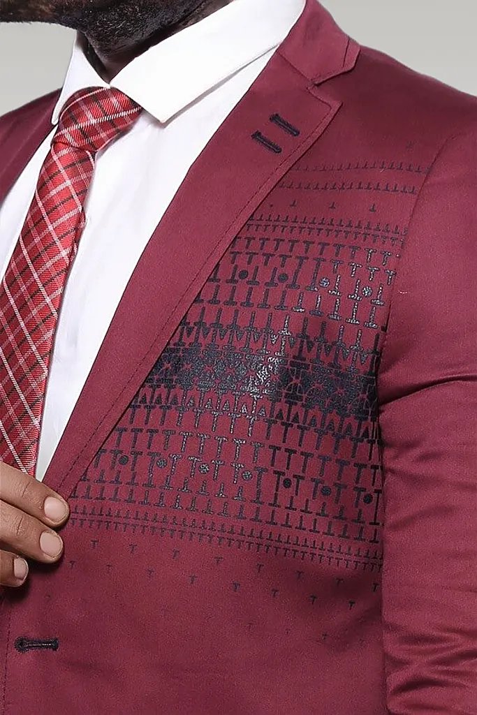 KOALA SYDNEY Chest Modeled Slim Fit Burgundy Jacket |