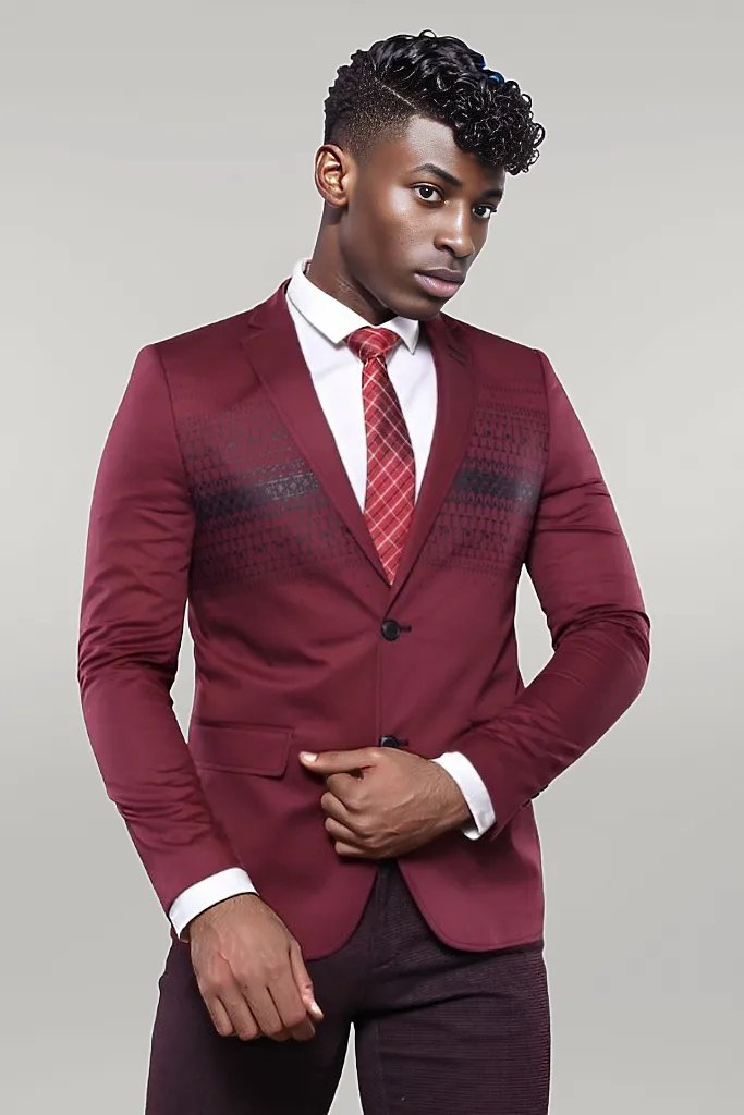 KOALA SYDNEY Chest Modeled Slim Fit Burgundy Jacket |