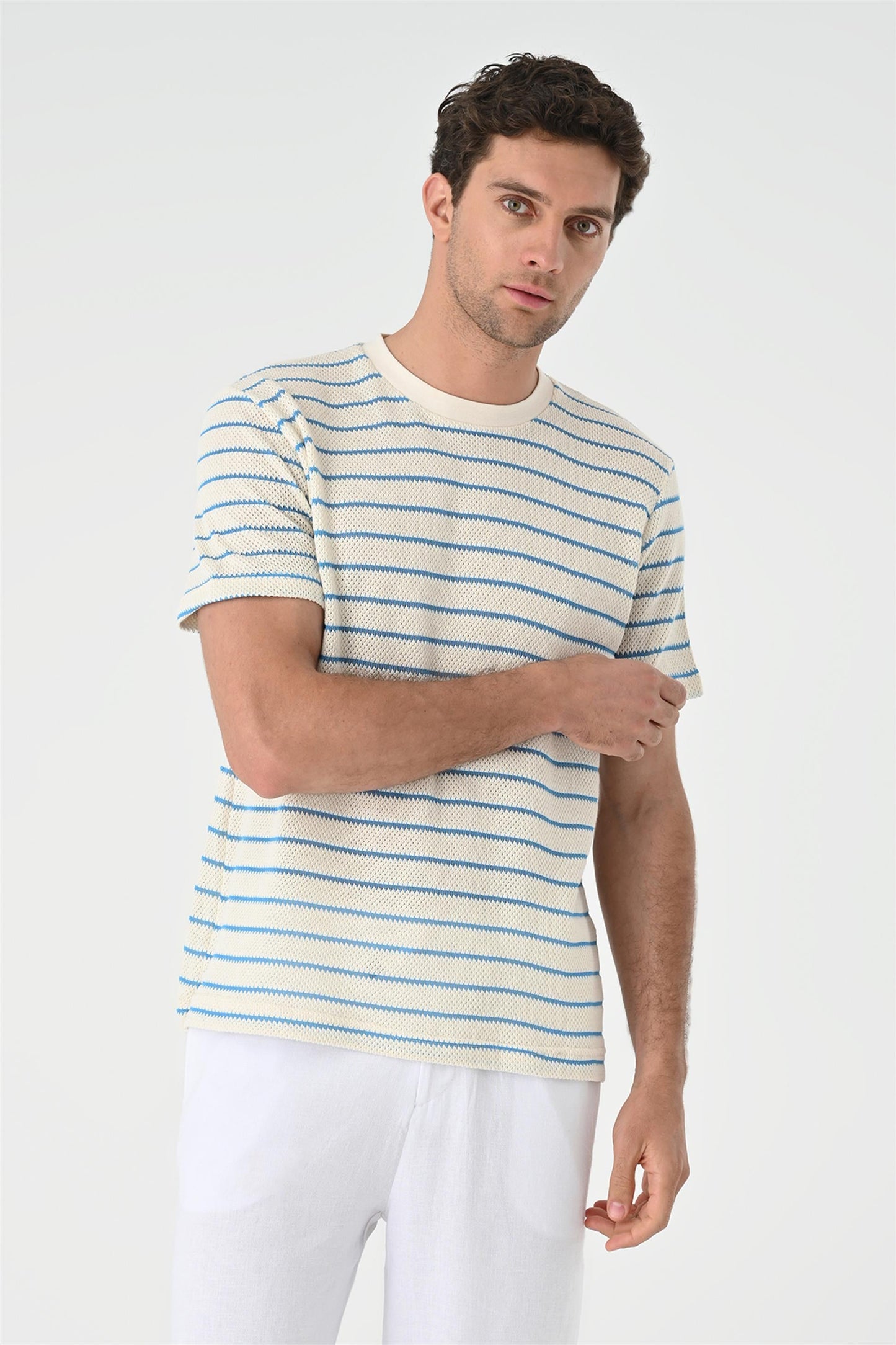 KOALA SYDNEY Men's Sax Striped Knitted T-Shirt