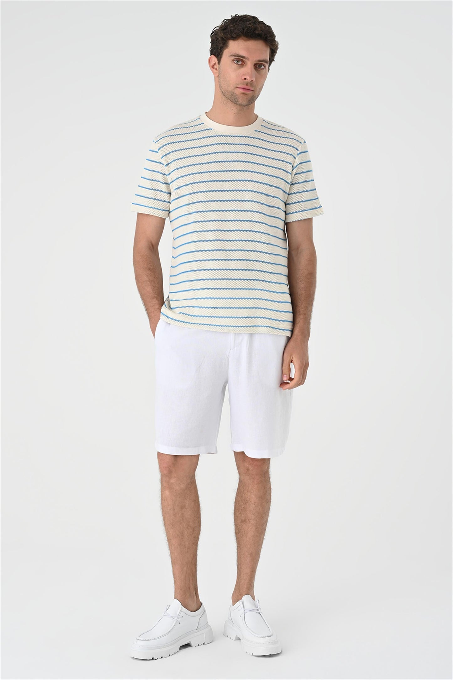 KOALA SYDNEY Men's Sax Striped Knitted T-Shirt