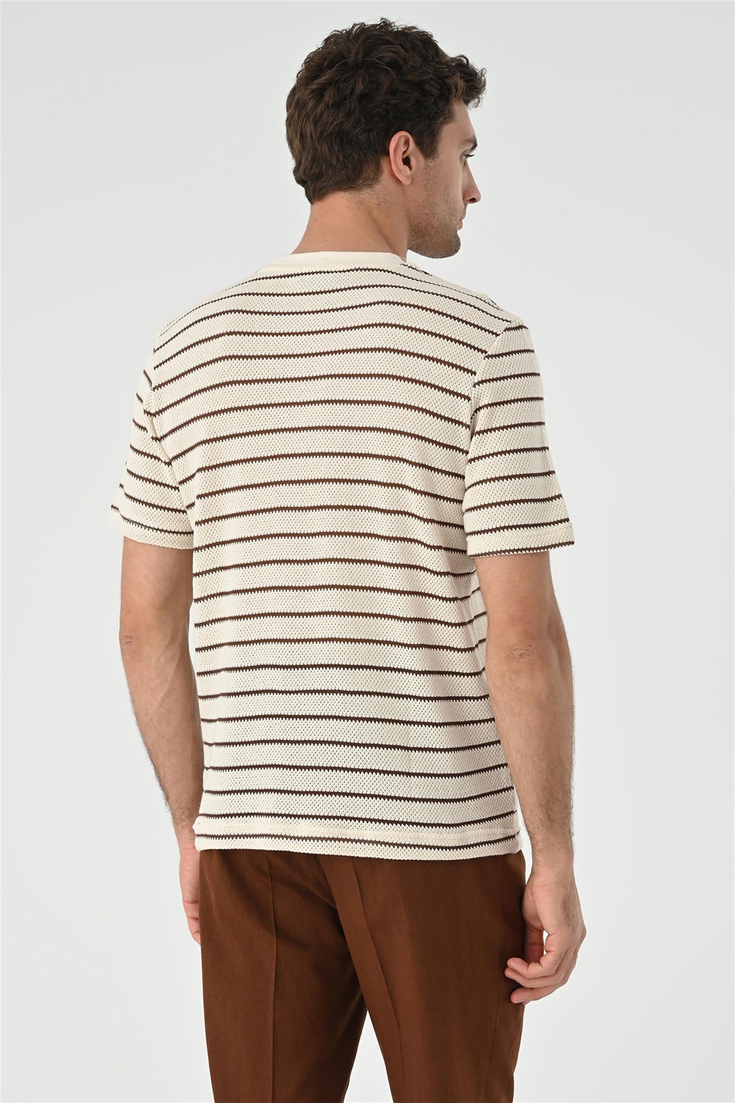 KOALA SYDNEY Men's Brown Striped Knitted T-Shirt