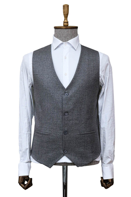 4-Button Slim Fit Gray Men’s Vest