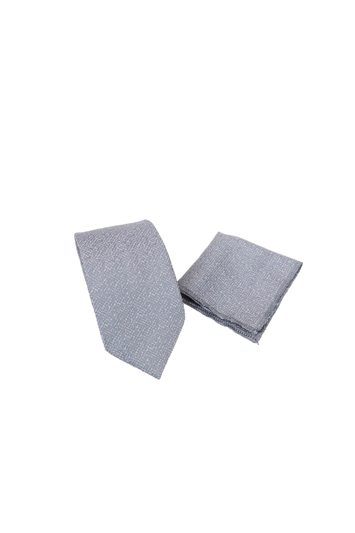 KOALA SYDNEY Light Gray Textured Tie and Pocket Square Set