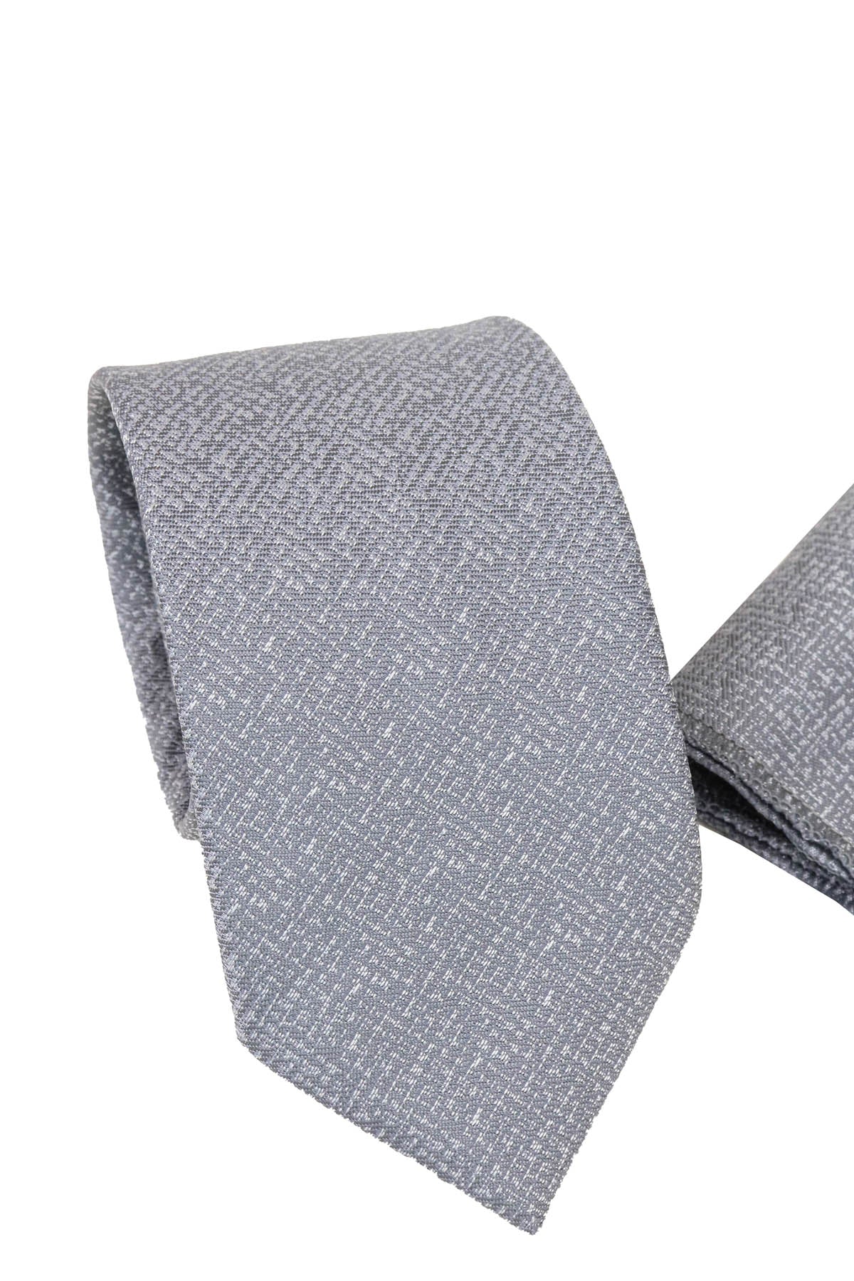 KOALA SYDNEY Light Gray Textured Tie and Pocket Square Set