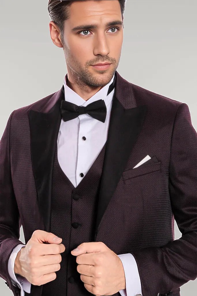 Claret Red and Black Tuxedo for Men