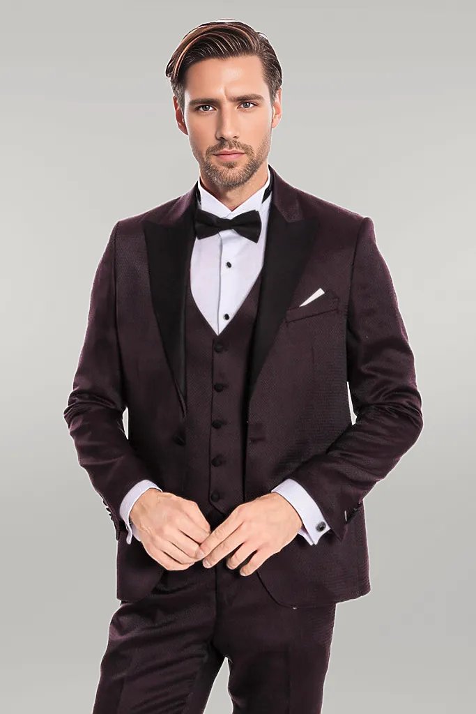 Claret Red and Black Tuxedo for Men