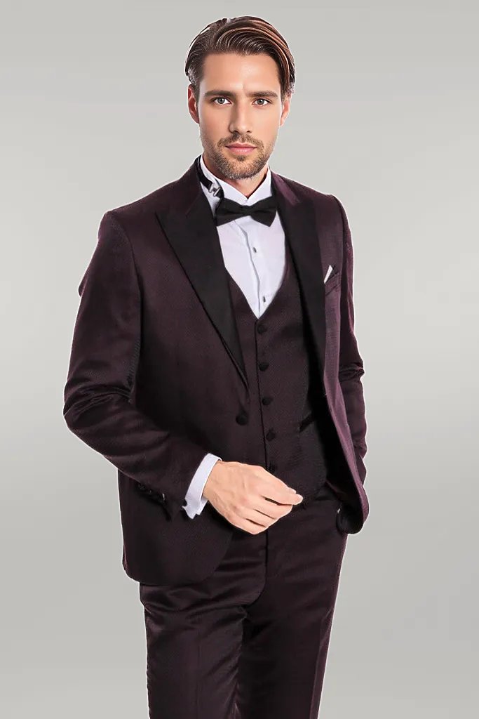 Claret Red and Black Tuxedo for Men