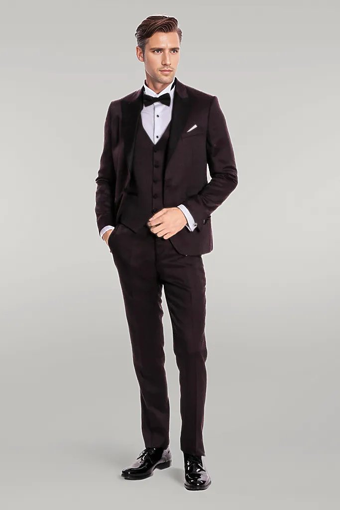 Claret Red and Black Tuxedo for Men