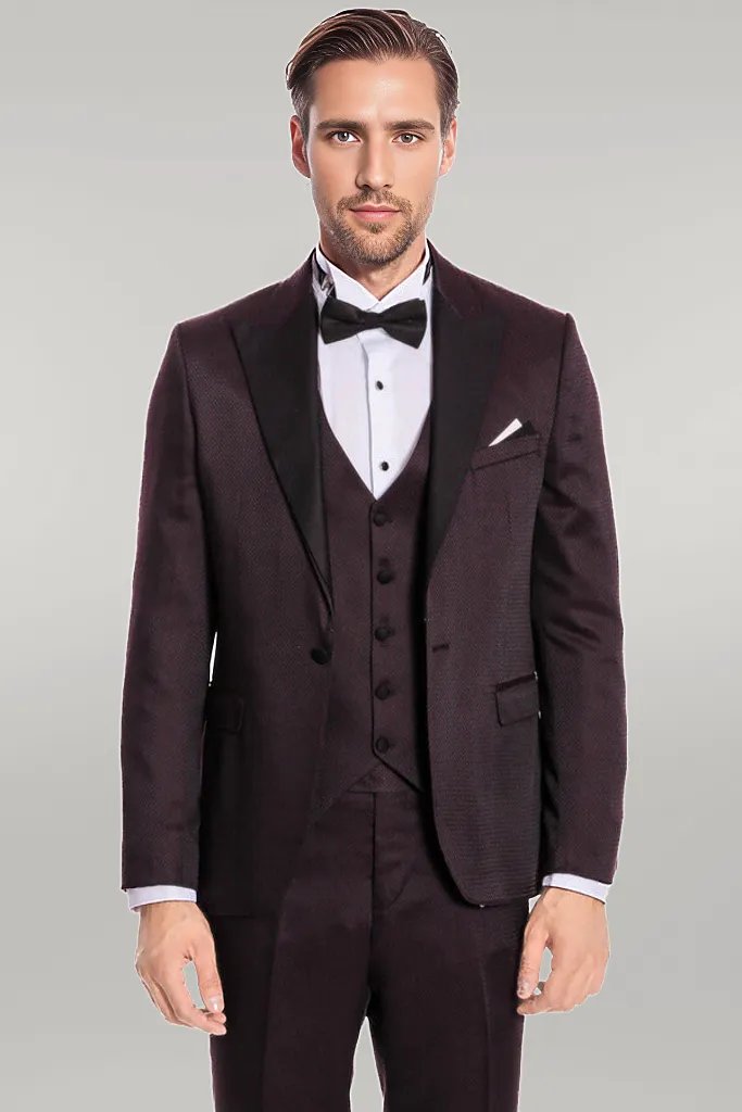 Claret Red and Black Tuxedo for Men