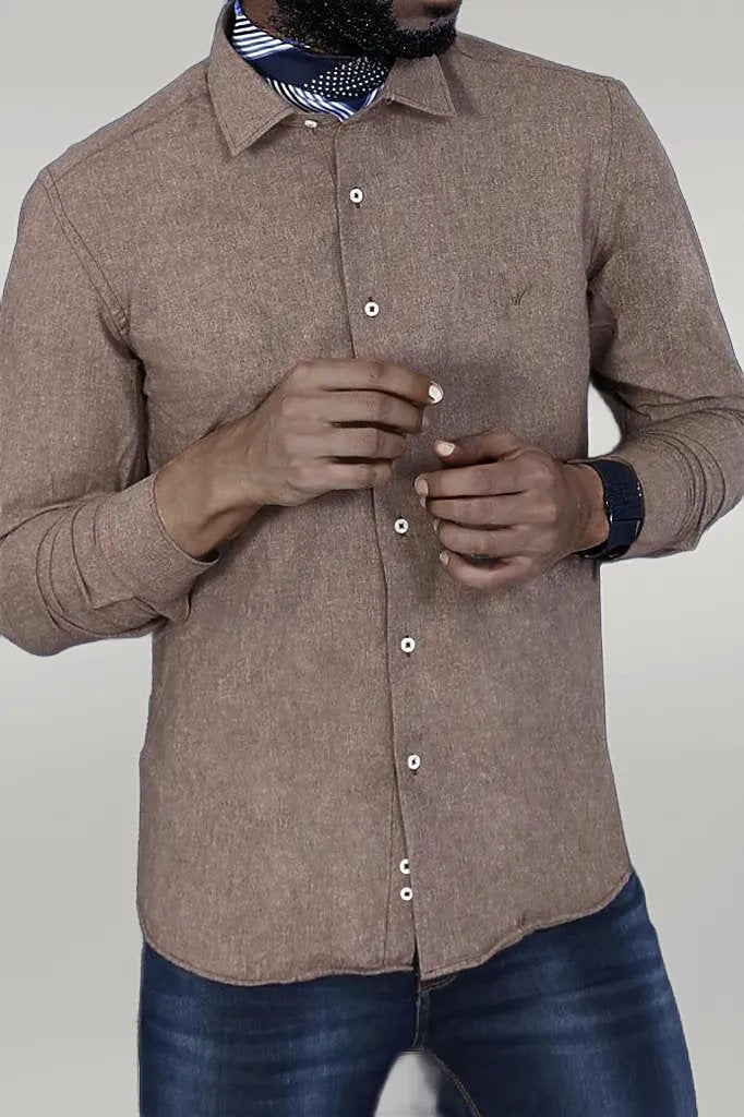 KOALA SYDNEY Patterned Wool Dark Brown Shirt