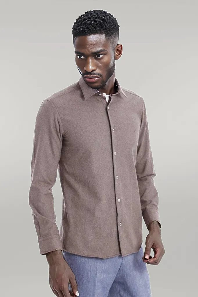 KOALA SYDNEY Patterned Wool Dark Brown Shirt