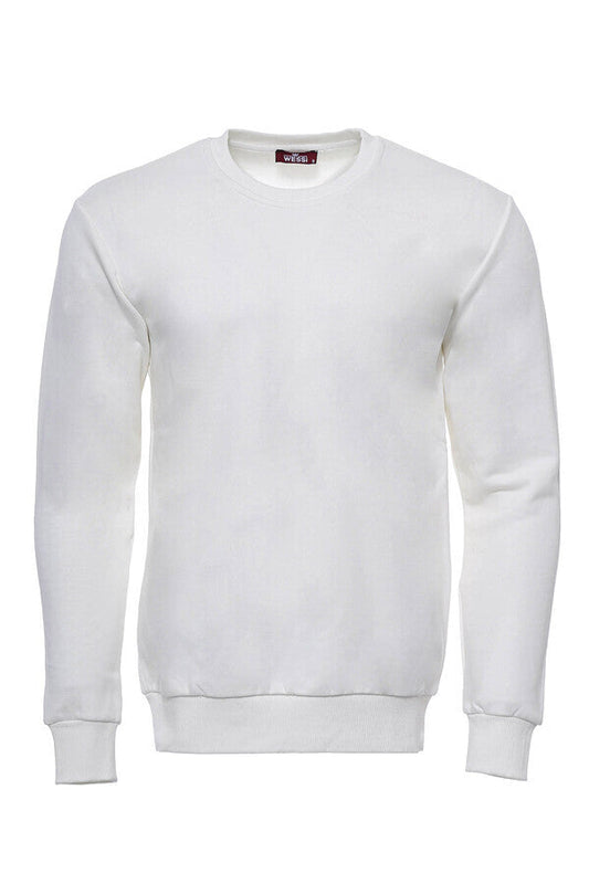 Cream Plain Circle Neck Sweatshirt