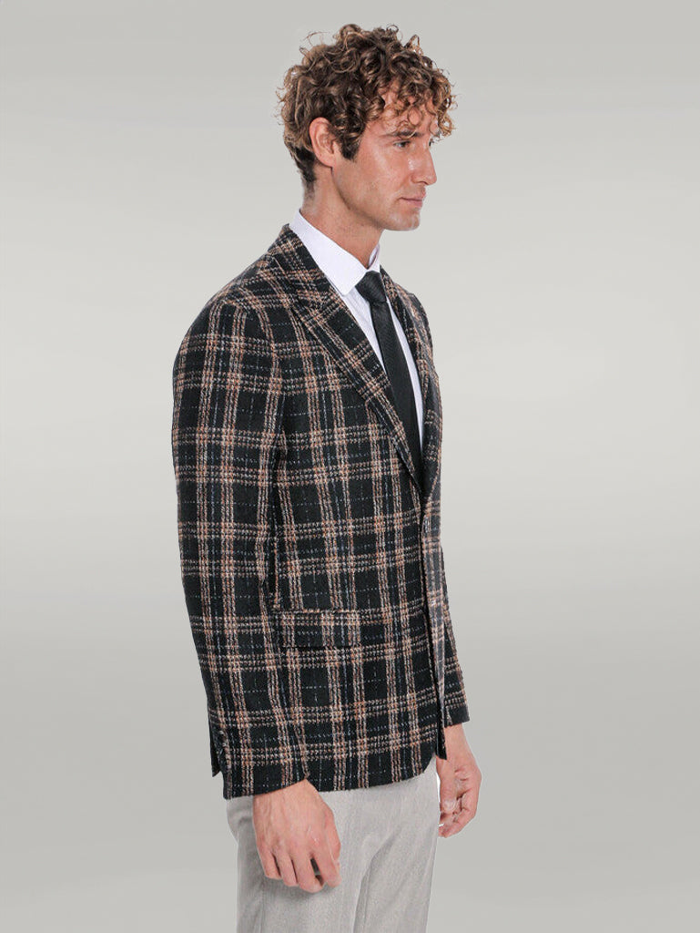 Plaid Slim Fit Black Men Blazer