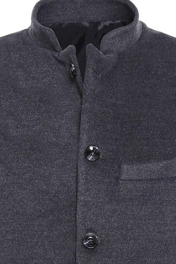 Dark Grey Mandarin Collar Vest