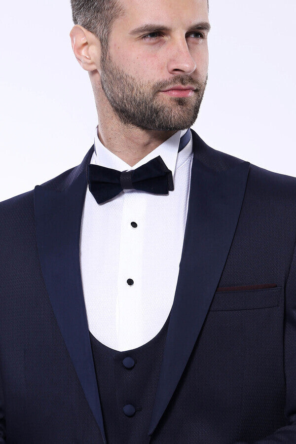 Detachable Lapel Navy Suit