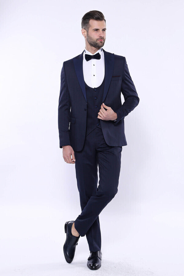 Detachable Lapel Navy Suit