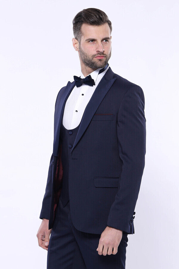 Detachable Lapel Navy Suit