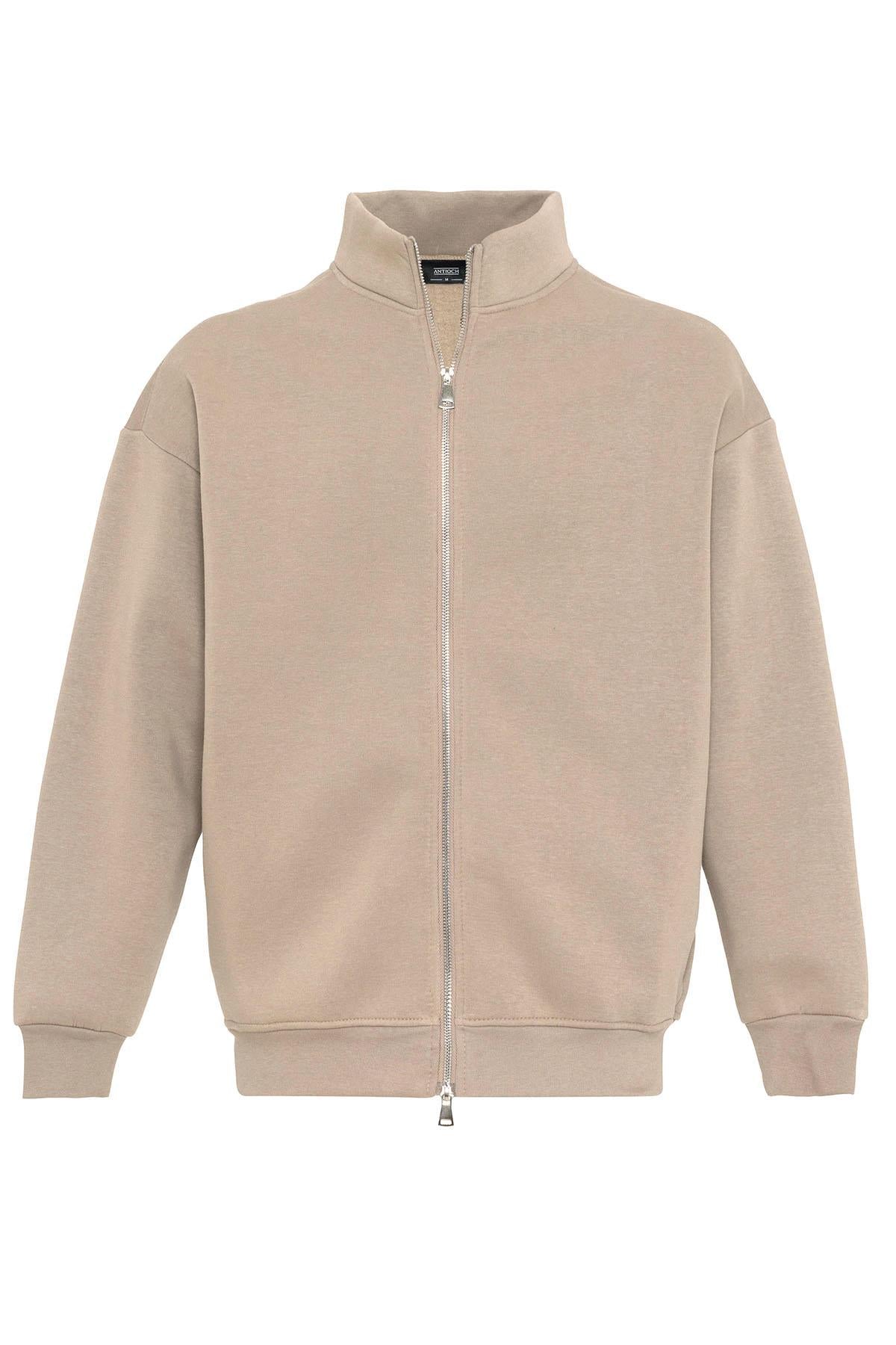 KOALA SYDNEY Men's Mink High Collar Double Zipper Closure Sweatshirt