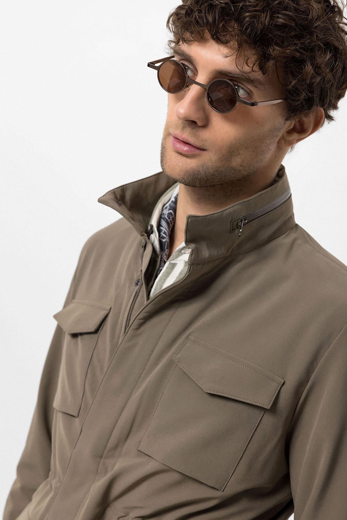 KOALA SYDNEY Men's Khaki Stand Collar Safari Jacket