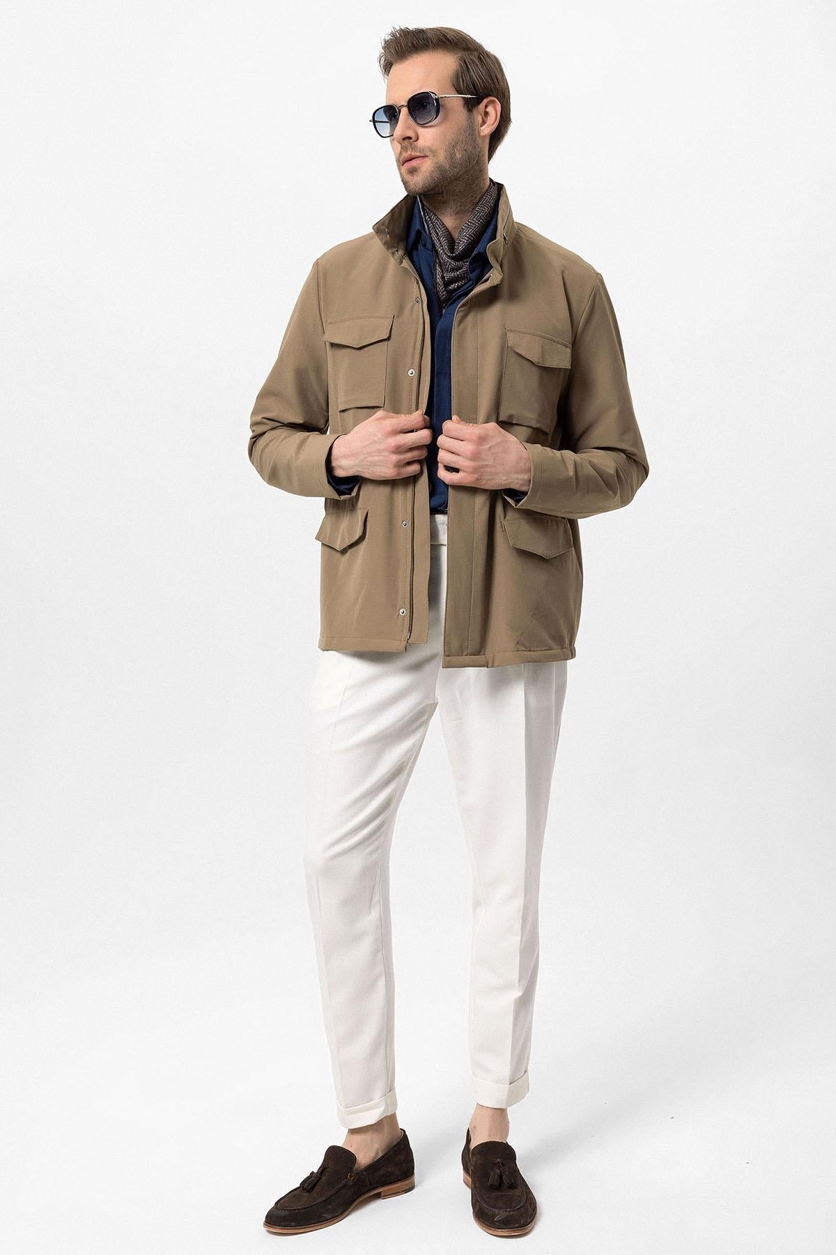 KOALA SYDNEY Men's Light Khaki Stand Collar Safari Jacket