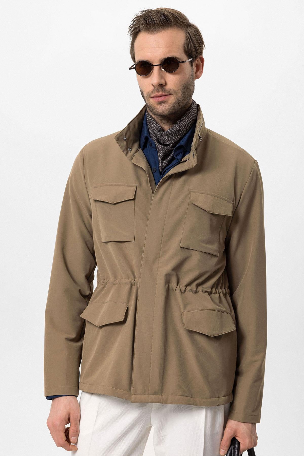 KOALA SYDNEY Men's Light Khaki Stand Collar Safari Jacket