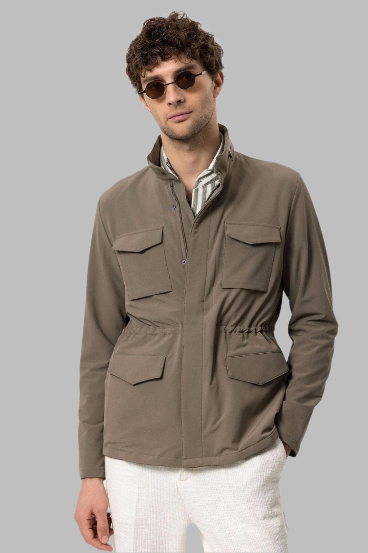 KOALA SYDNEY Men's Khaki Stand Collar Safari Jacket