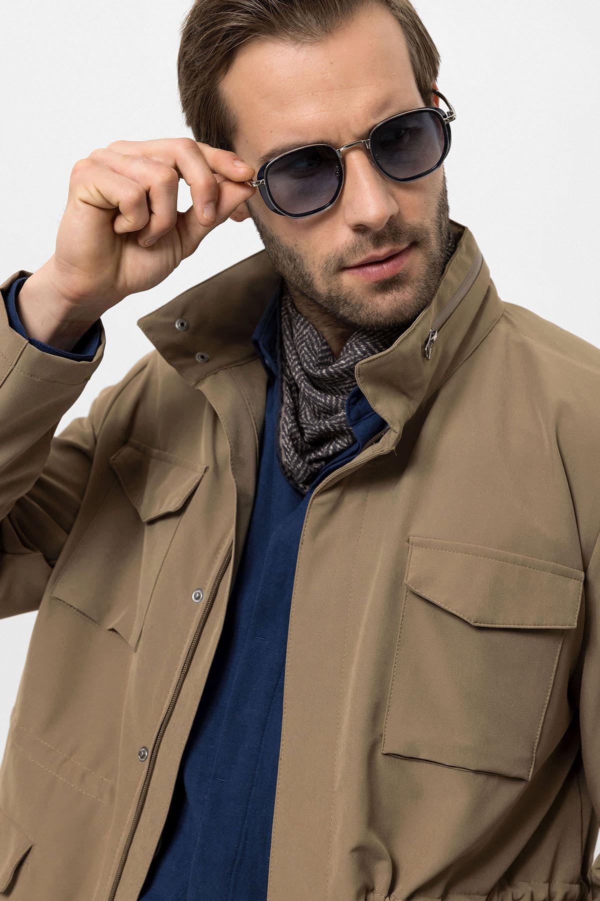KOALA SYDNEY Men's Light Khaki Stand Collar Safari Jacket