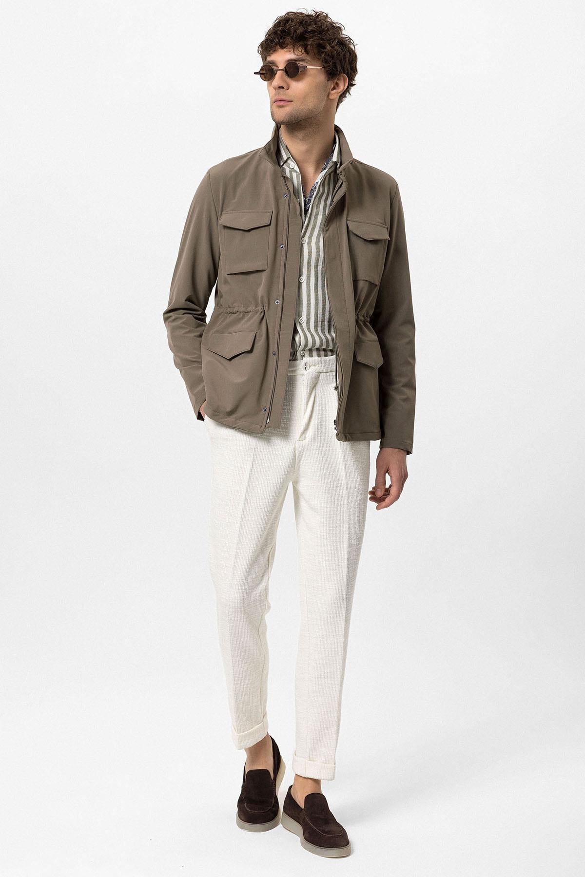KOALA SYDNEY Men's Khaki Stand Collar Safari Jacket
